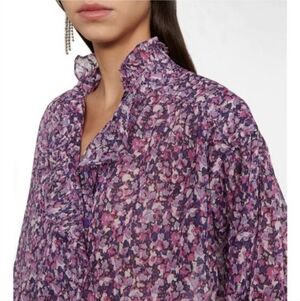 Isabel Marant ETOILE Purple/Pink Tissue Weight Cotton Blouse Sz 40 (FR) 8 (US)